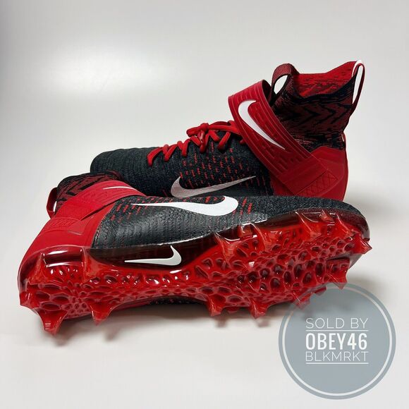 Nike Alpha Menace Elite 2 Flyknit Football Cleats Black/Red BV2077-009 Size 15 - Picture 7 of 7